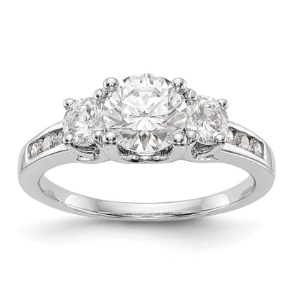14K Weißgold Dreistein-Verlobungsring mit Diamantsimulanten