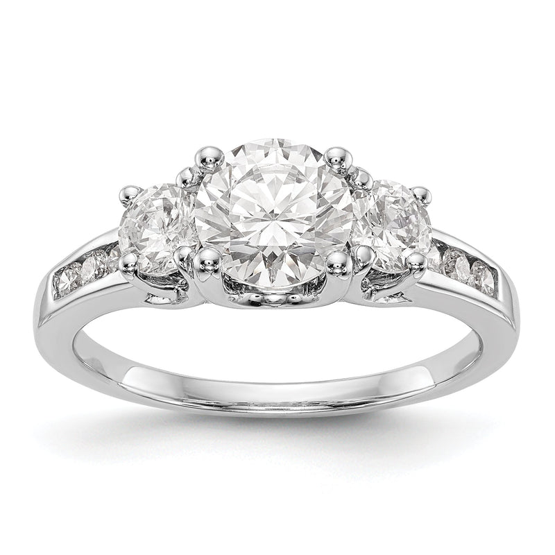 14K Weißgold Dreistein-Verlobungsring mit Diamant-Simulanten