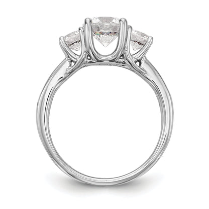 14K Weißgold Verlobungsring mit 3 simulierten Diamanten