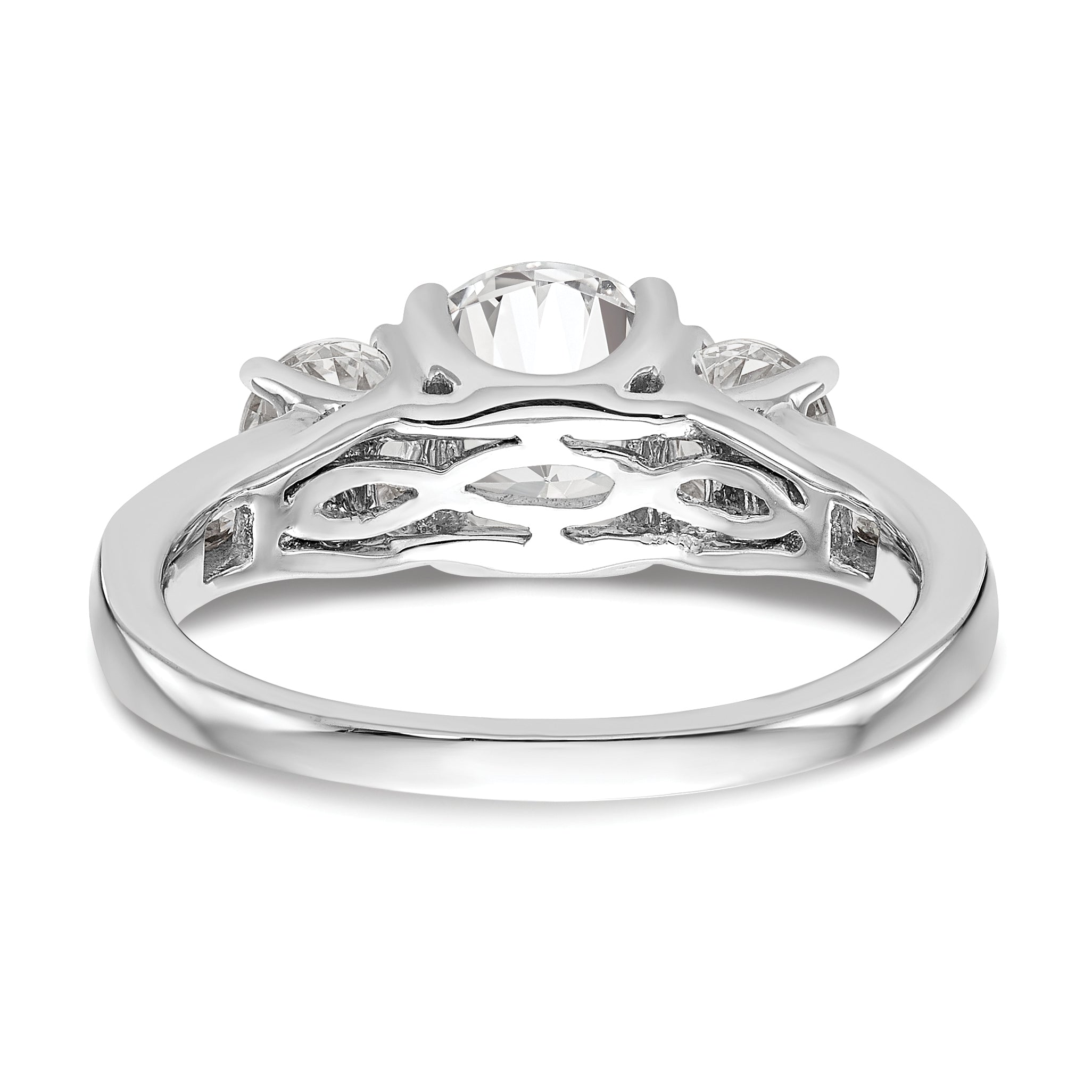 14K Weißgold Verlobungsring mit 3 simulierten Diamanten