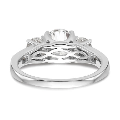 14K Weißgold Verlobungsring mit 3 simulierten Diamanten