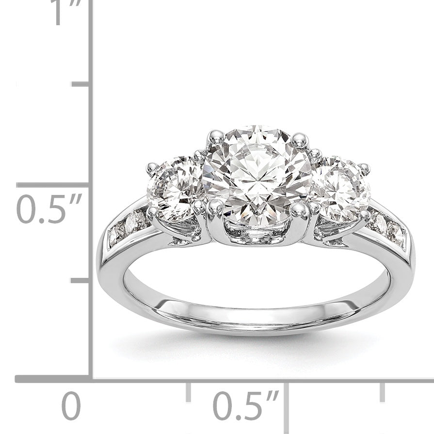 14K Weißgold Verlobungsring mit 3 simulierten Diamanten