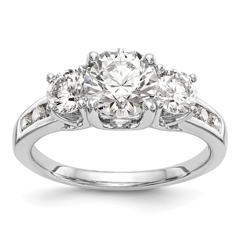 14K Weißgold Verlobungsring mit 3 simulierten Diamanten