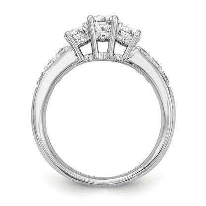 14K Weißgold Verlobungsring mit 3 simulierten Diamanten