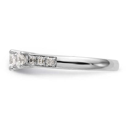 14K Weißgold Dreistein-Verlobungsring mit simuliertem Diamant