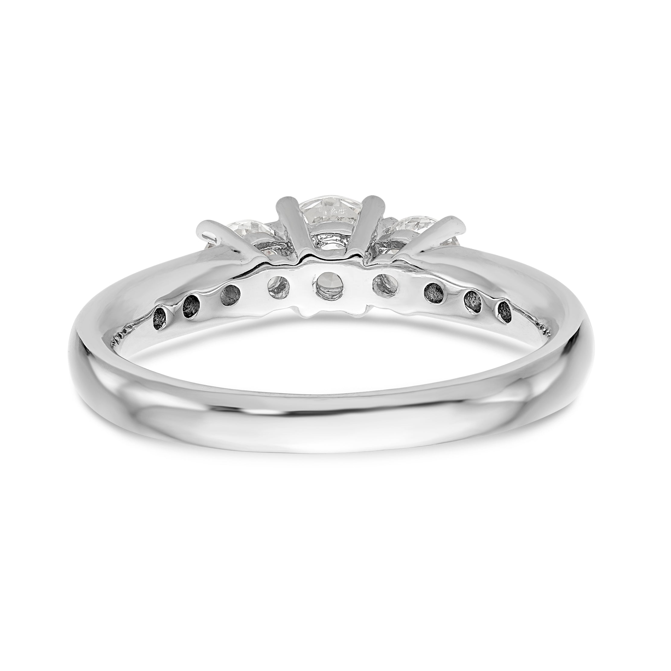 14K Weißgold Dreistein-Verlobungsring mit simuliertem Diamant