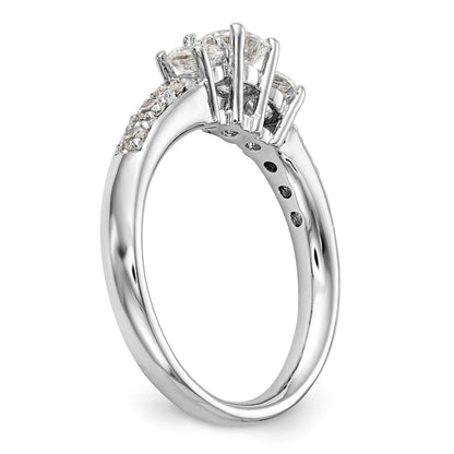 14K Weißgold Dreistein-Verlobungsring mit simulierten Diamanten