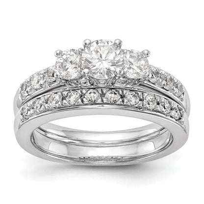 14K Weißgold Dreistein-Verlobungsring mit simuliertem Diamant
