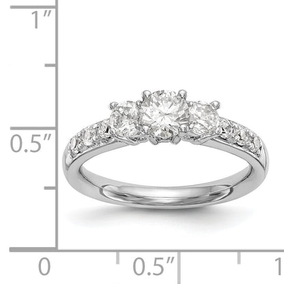14K Weißgold Verlobungsring mit 3 simulierten Diamanten