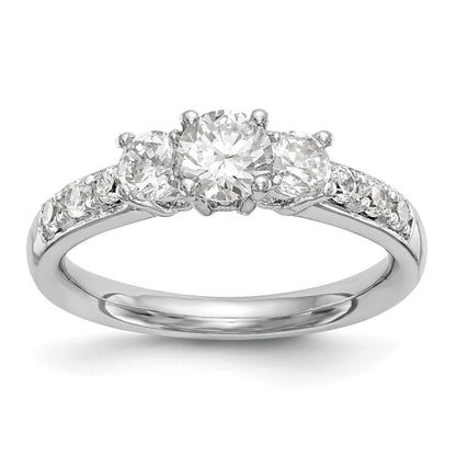 14K Weißgold Verlobungsring mit 3 simulierten Diamanten