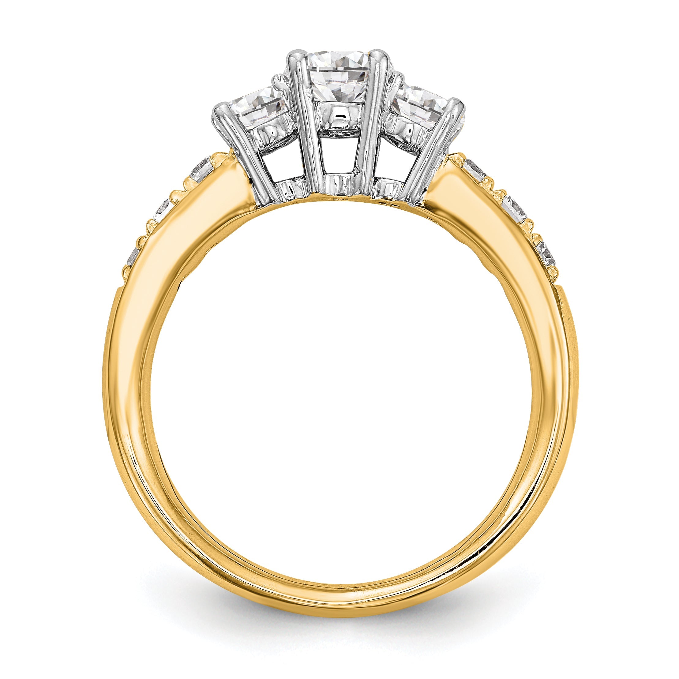 14K Bicolor Verlobungsring mit Zirkonia (3 Steine)
