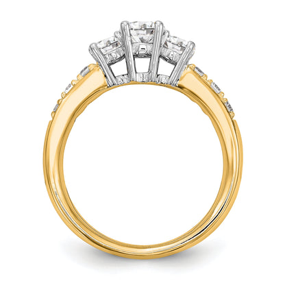 14K Bicolor Verlobungsring mit Zirkonia (3 Steine)