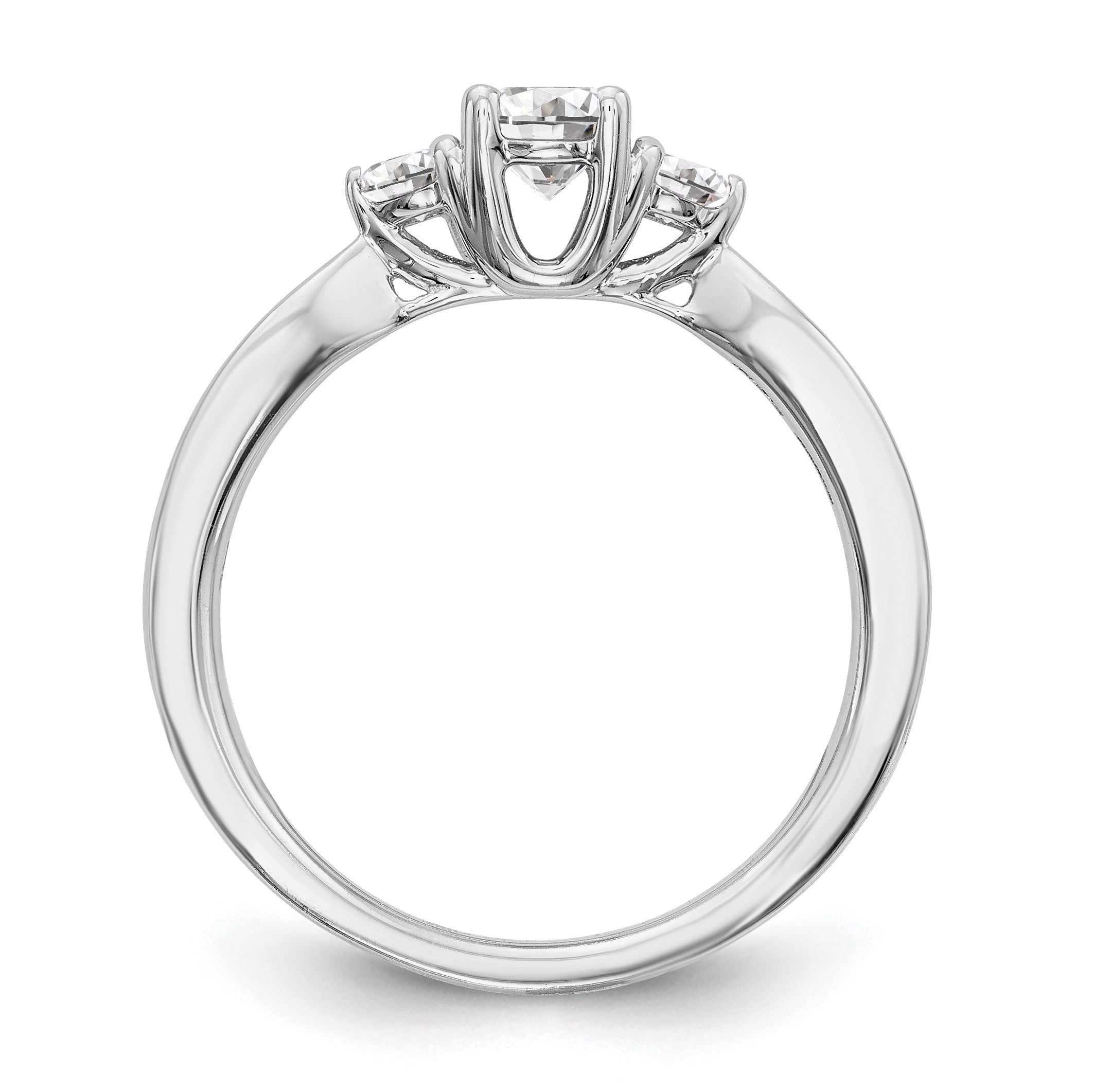 Verlobungsring aus 14K Weißgold mit 3 simulierten Diamanten