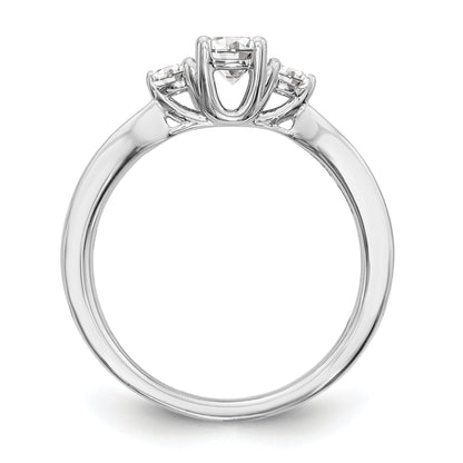 Verlobungsring aus 14K Weißgold mit 3 simulierten Diamanten