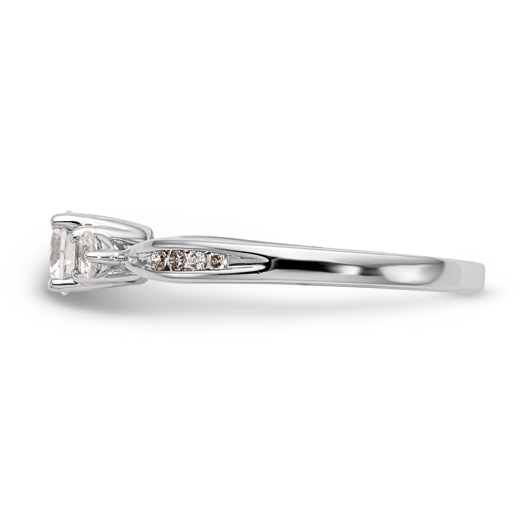 Verlobungsring aus 14K Weißgold mit 3 simulierten Diamanten