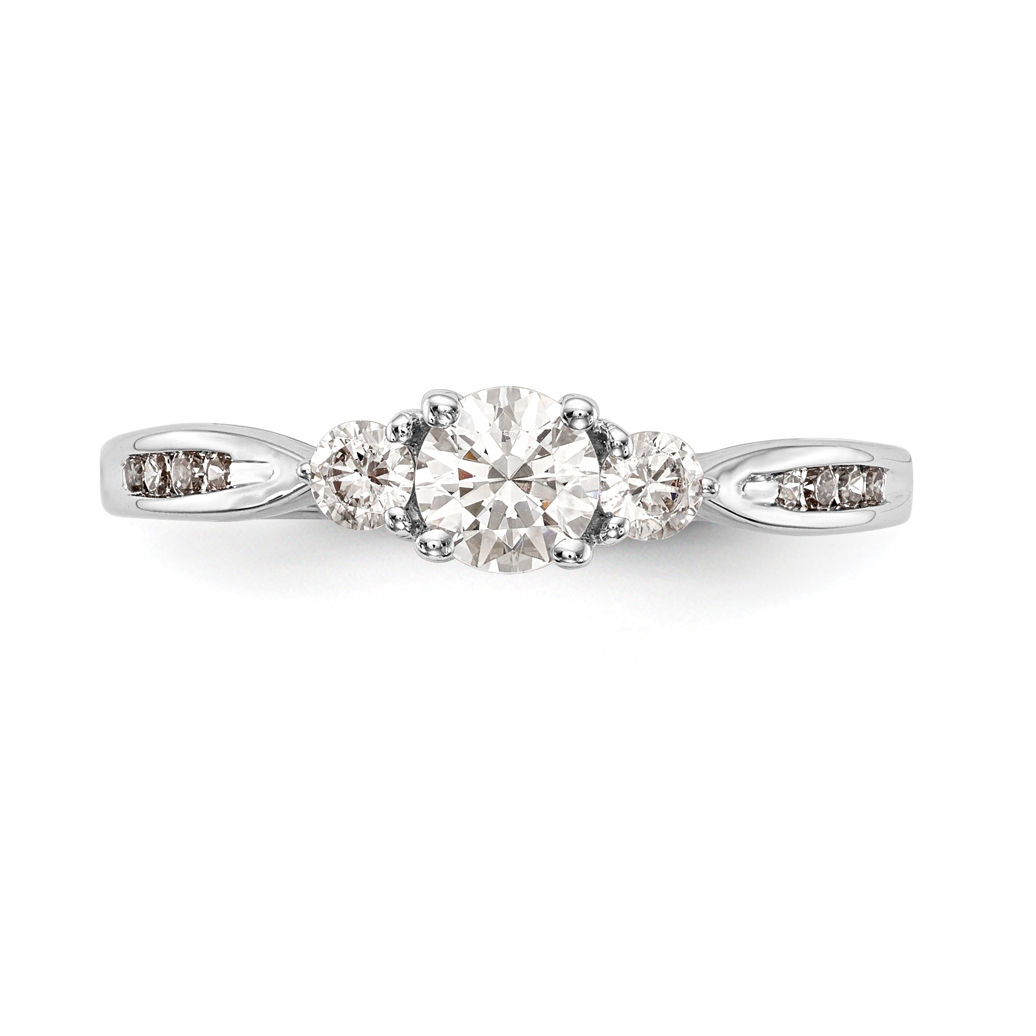 Verlobungsring aus 14K Weißgold mit 3 simulierten Diamanten