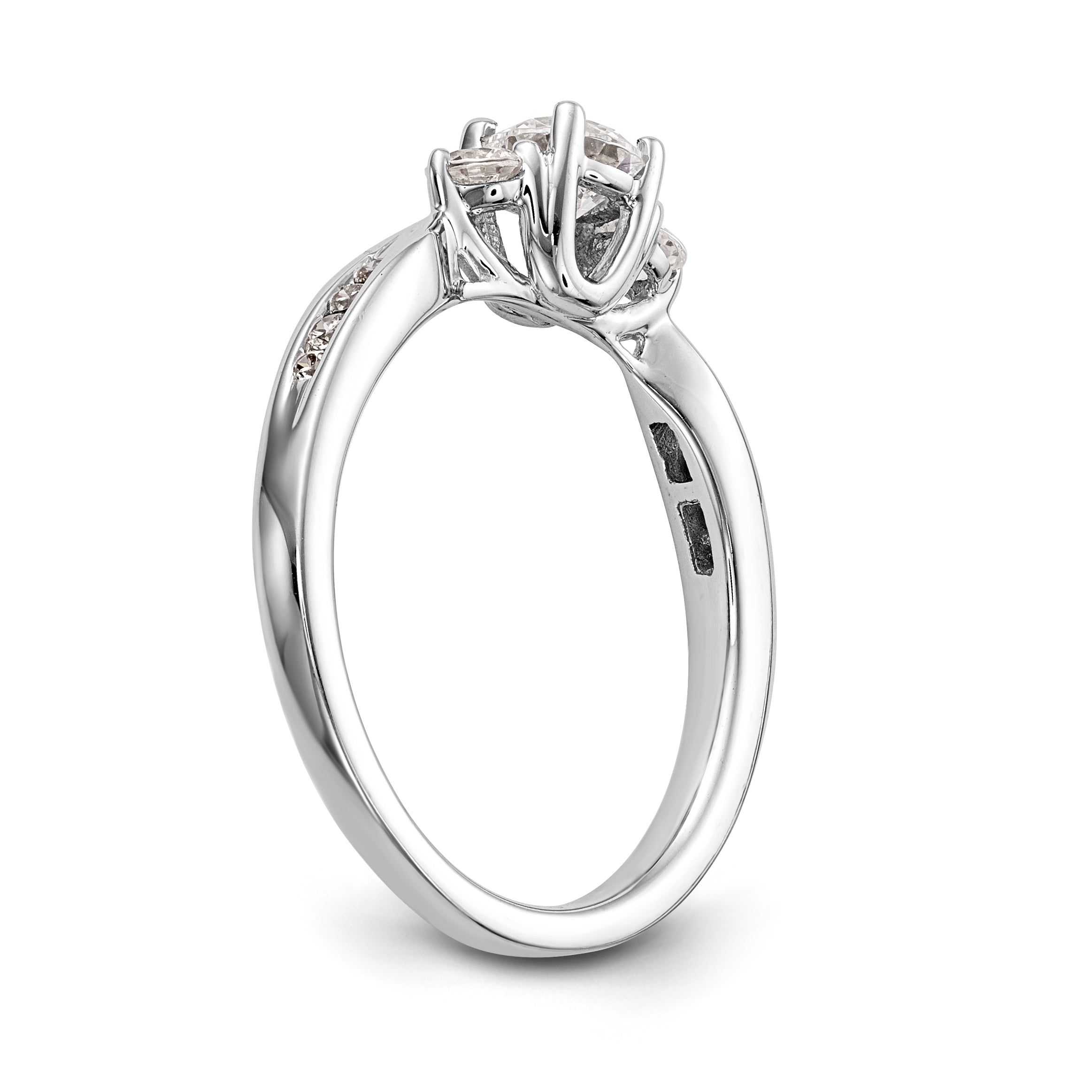 Verlobungsring aus 14K Weißgold mit 3 simulierten Diamanten