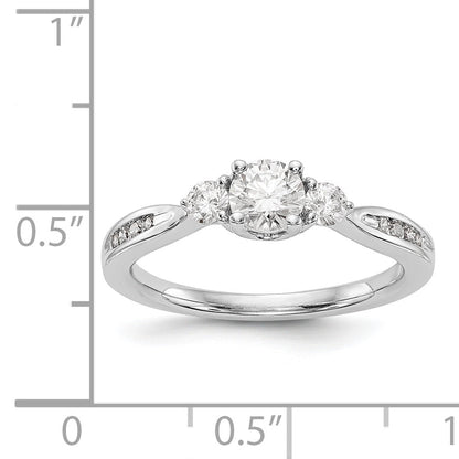 Verlobungsring aus 14K Weißgold mit 3 simulierten Diamanten
