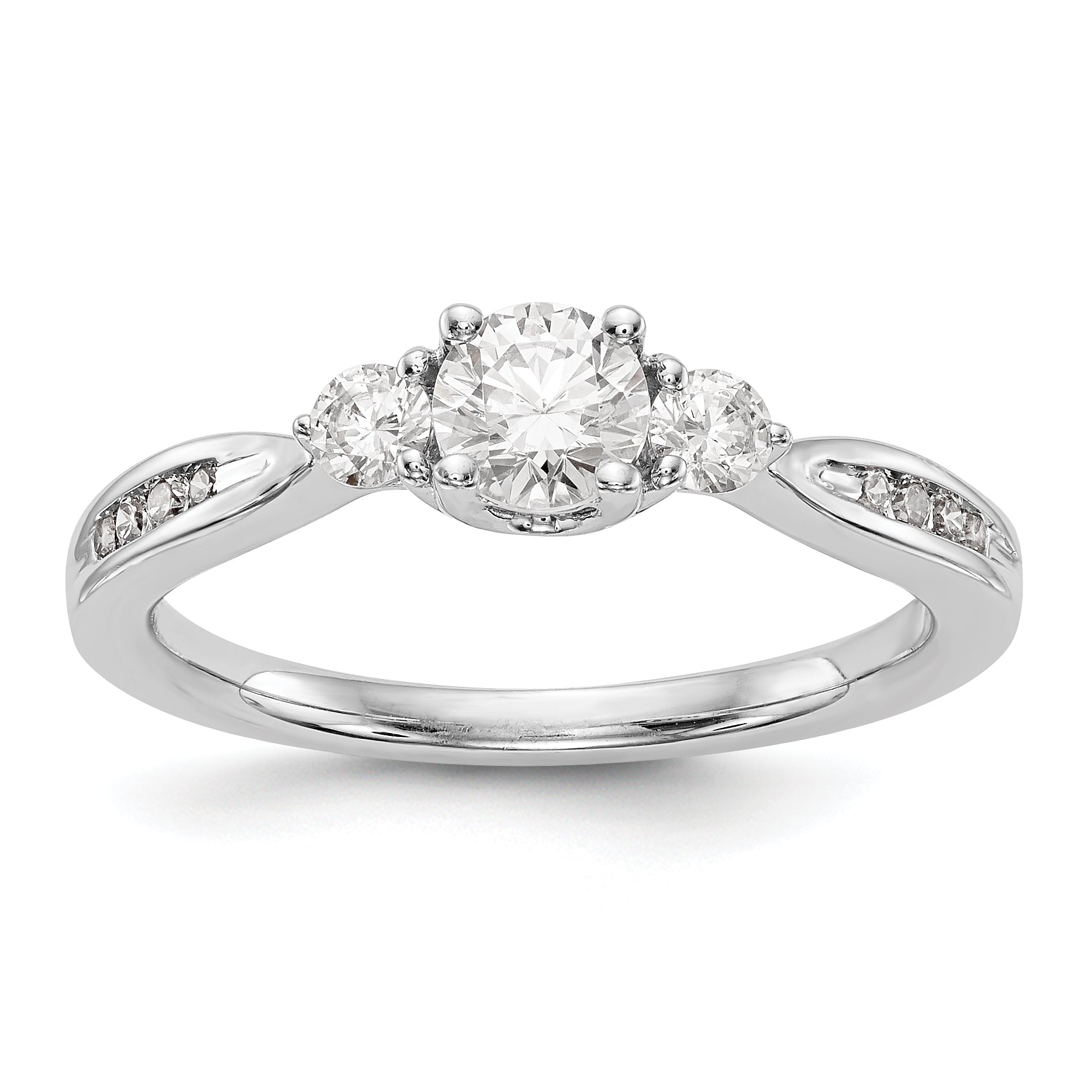 Verlobungsring aus 14K Weißgold mit 3 simulierten Diamanten