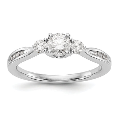 Verlobungsring aus 14K Weißgold mit 3 simulierten Diamanten