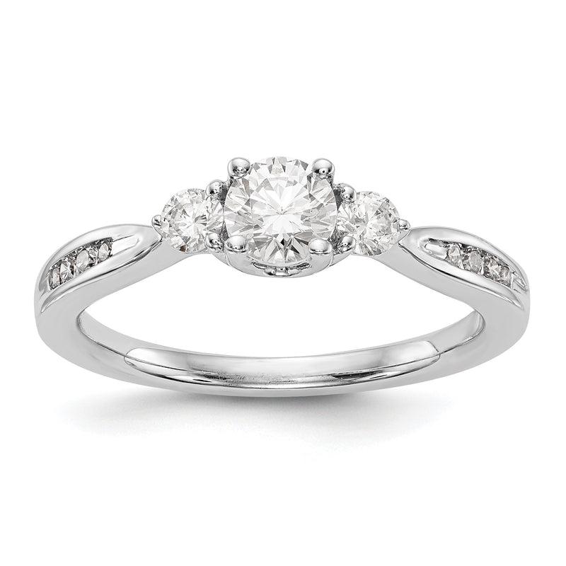 Verlobungsring aus 14K Weißgold mit 3 simulierten Diamanten