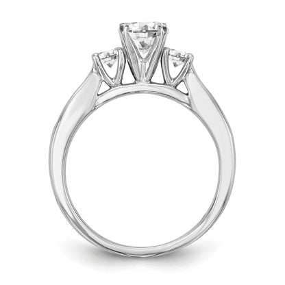 14K Weißgold Dreistein-Verlobungsring mit simuliertem Diamant, Krappenfassung
