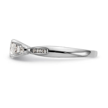 14K Weißgold Dreistein-Verlobungsring mit simuliertem Diamant, Krappenfassung