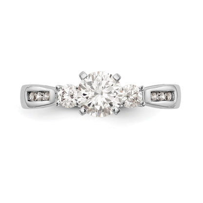 14K Weißgold Dreistein-Verlobungsring mit simuliertem Diamant, Krappenfassung