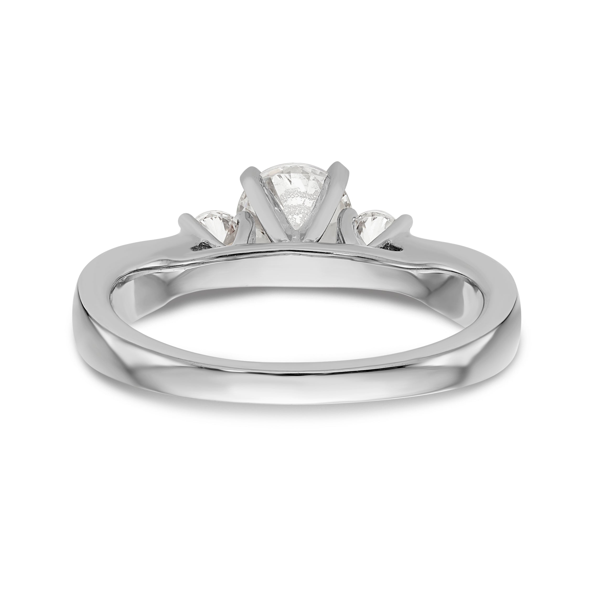 14K Weißgold Dreistein-Verlobungsring mit simuliertem Diamant, Krappenfassung