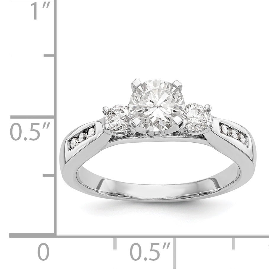 14K Weißgold Dreistein-Verlobungsring mit simuliertem Diamant, Krappenfassung