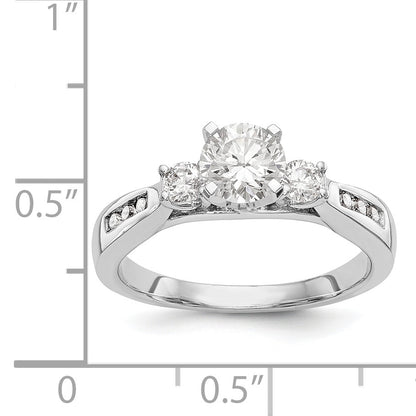 14K Weißgold Dreistein-Verlobungsring mit simuliertem Diamant, Krappenfassung