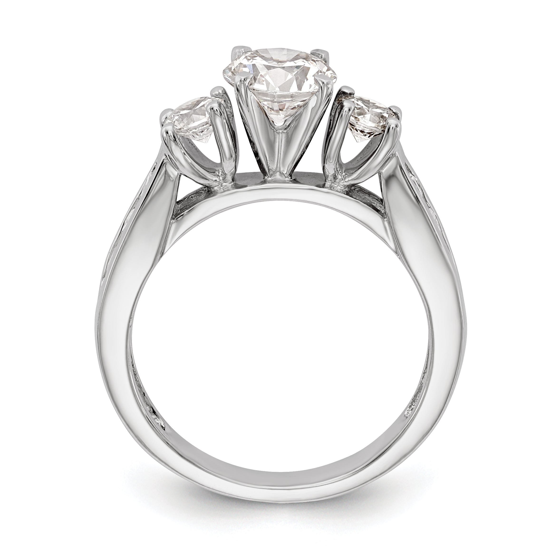 14K Weißgold Dreistein-Verlobungsring mit Labordiamanten