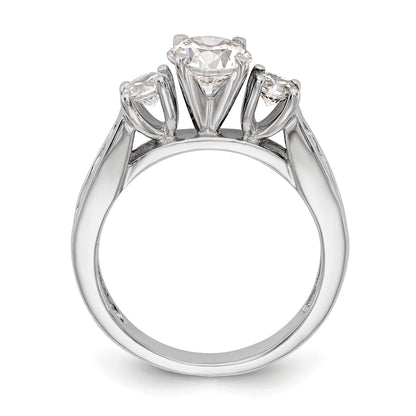 14K Weißgold Dreistein-Verlobungsring mit Labordiamanten
