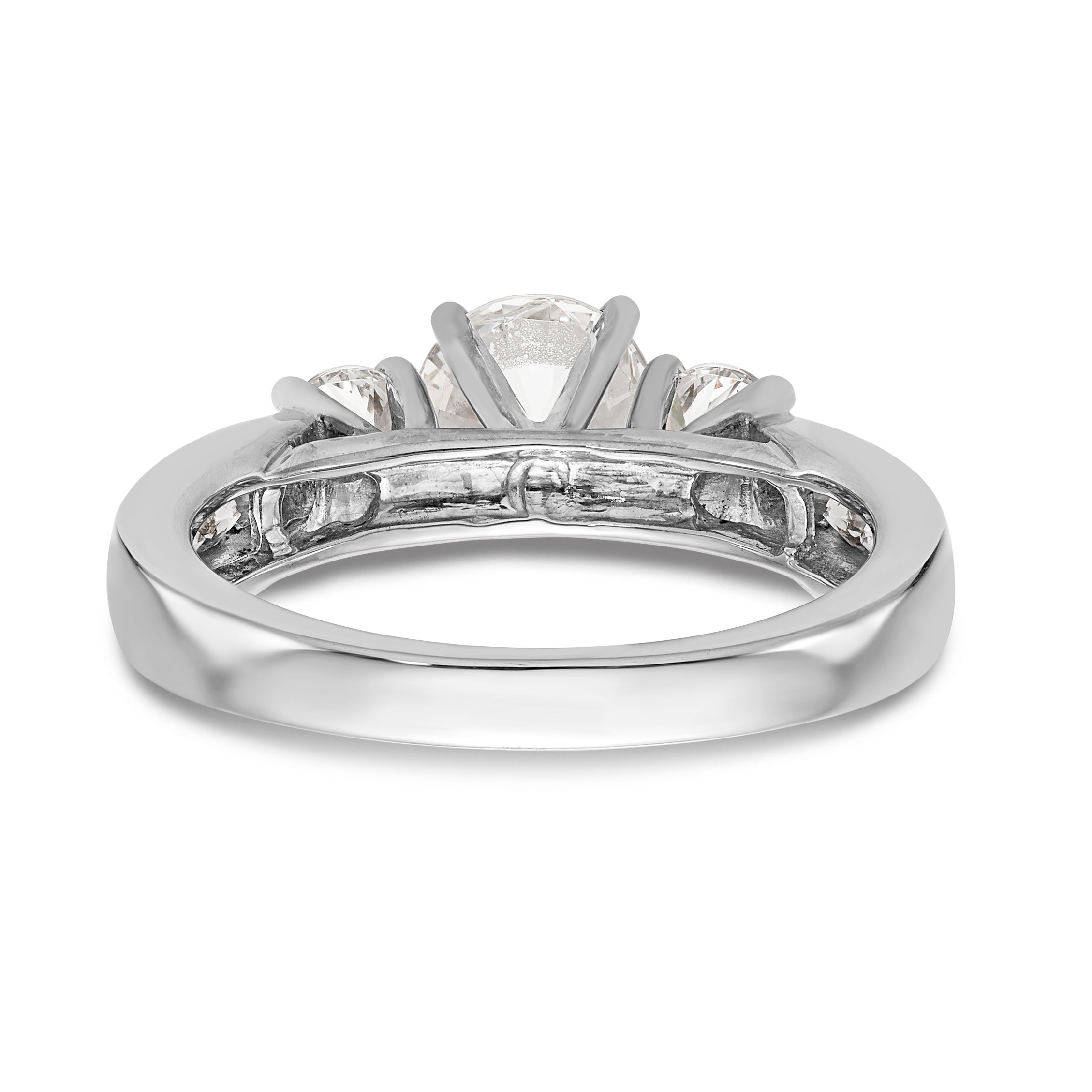14K Weißgold Dreistein-Verlobungsring mit Labordiamanten
