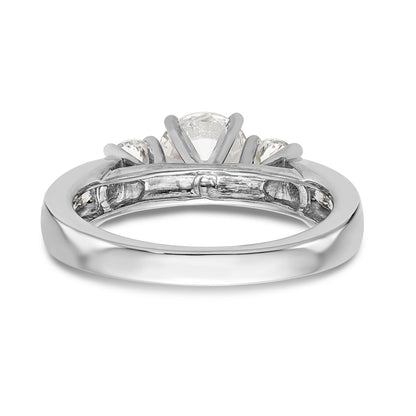 14K Weißgold Dreistein-Verlobungsring mit Labordiamanten