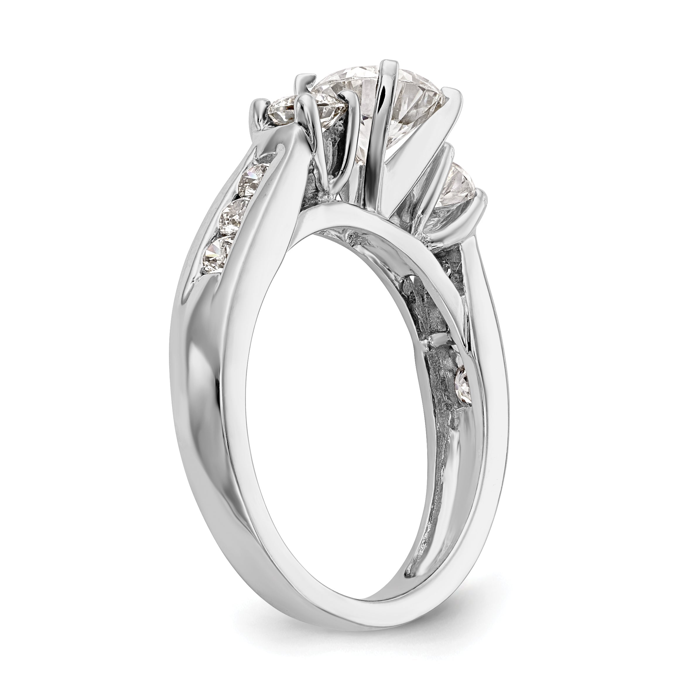 14K Weißgold Dreistein-Verlobungsring mit Labordiamanten