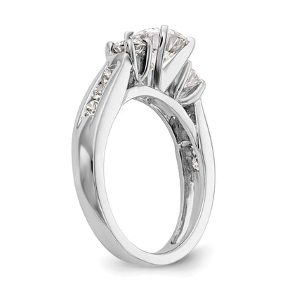 14K Weißgold Dreistein-Verlobungsring mit Labordiamanten