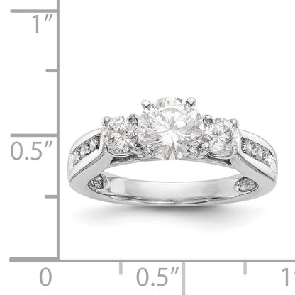 14K Weißgold Dreistein-Verlobungsring mit Labordiamanten