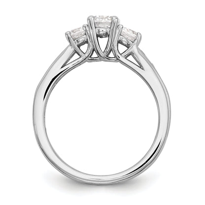 14K Weißgold Dreistein-Verlobungsring mit simulierten Diamanten