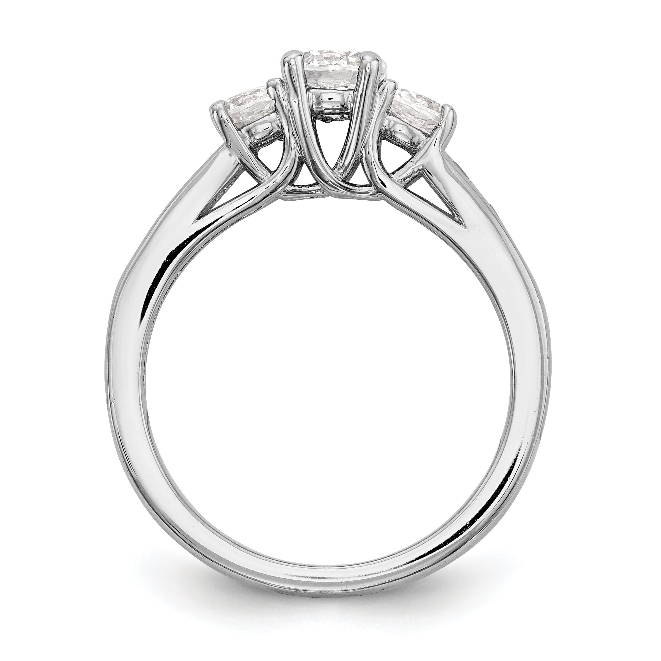 14K Weißgold Verlobungsring mit 3 simulierten Diamanten