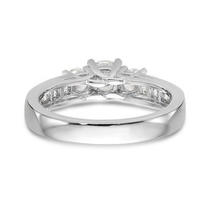 14K Weißgold Dreistein-Verlobungsring mit simulierten Diamanten
