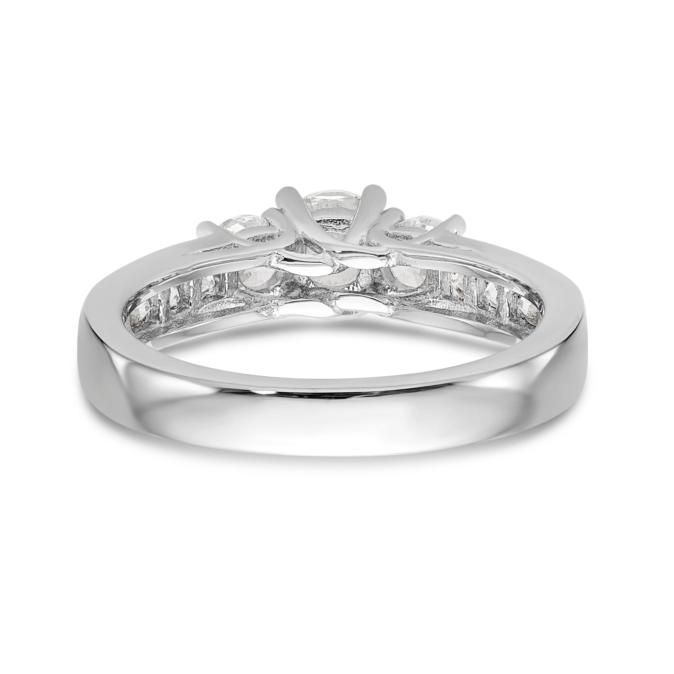 14K Weißgold Verlobungsring mit 3 simulierten Diamanten