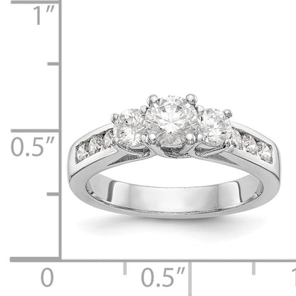 14K Weißgold Dreistein-Verlobungsring mit simulierten Diamanten