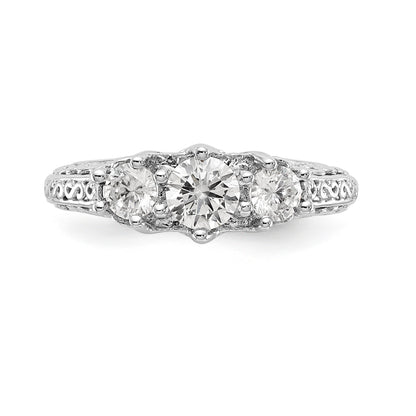 585 Weißgold Verlobungsring mit 3 simulierten Diamanten