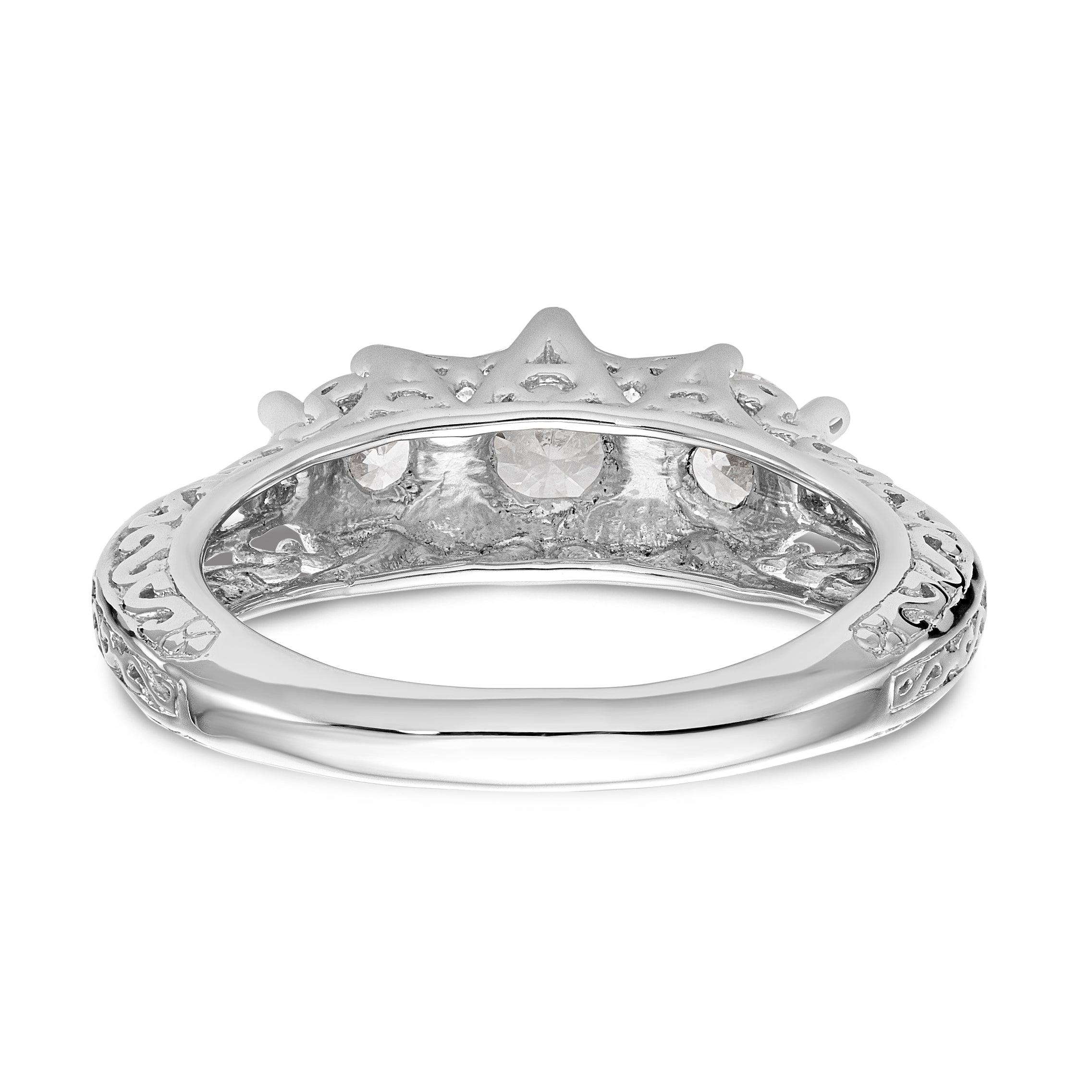 585 Weißgold Verlobungsring mit 3 simulierten Diamanten