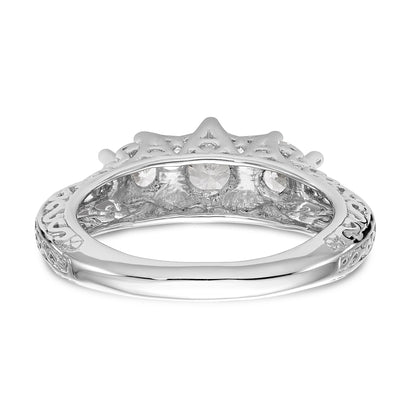 585 Weißgold Verlobungsring mit 3 simulierten Diamanten