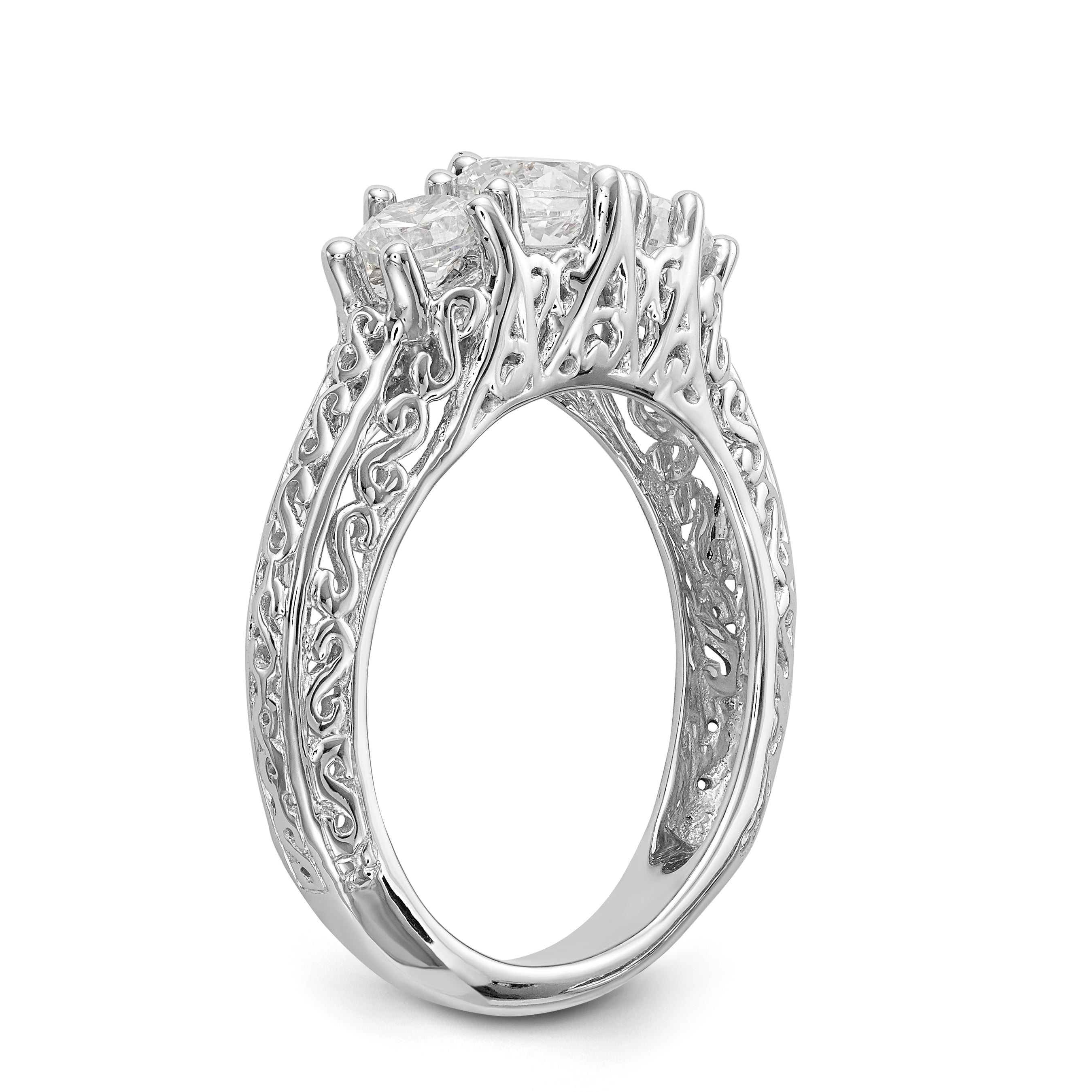 585 Weißgold Verlobungsring mit 3 simulierten Diamanten