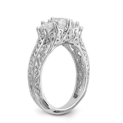 585 Weißgold Verlobungsring mit 3 simulierten Diamanten