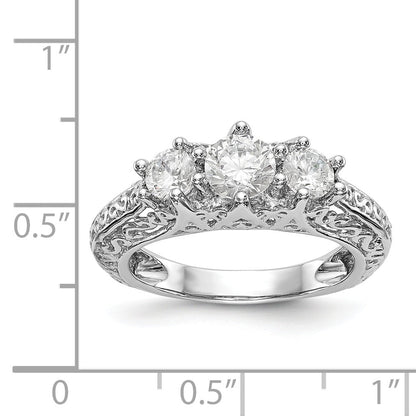 585 Weißgold Verlobungsring mit 3 simulierten Diamanten