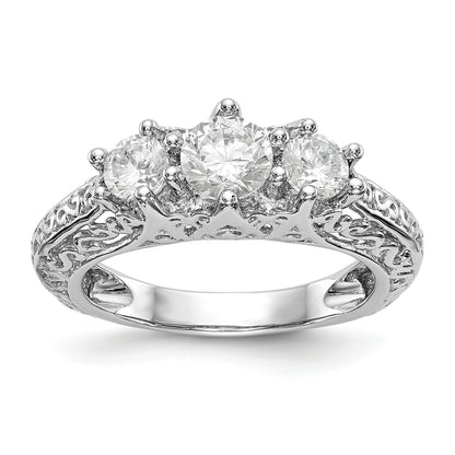 585 Weißgold Verlobungsring mit 3 simulierten Diamanten